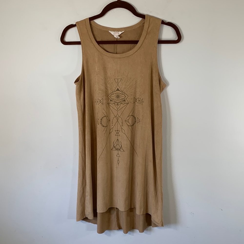Sun & Shadow Faux Suede Women’s Size XS Stretch Hi-Low Hemline Tank Top Tunic